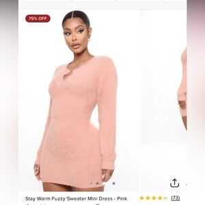 Fashion Nova Women's Fuzzy Peach Sweater Dress